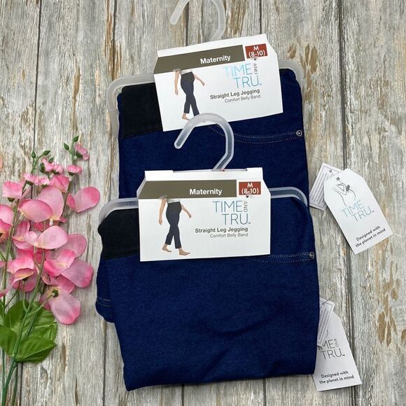 ❤️HP❤️ Maternity Straight Leg Jeggings Comfort Belly Band Pants 2-Pack Bundle M - Picture 1 of 8
